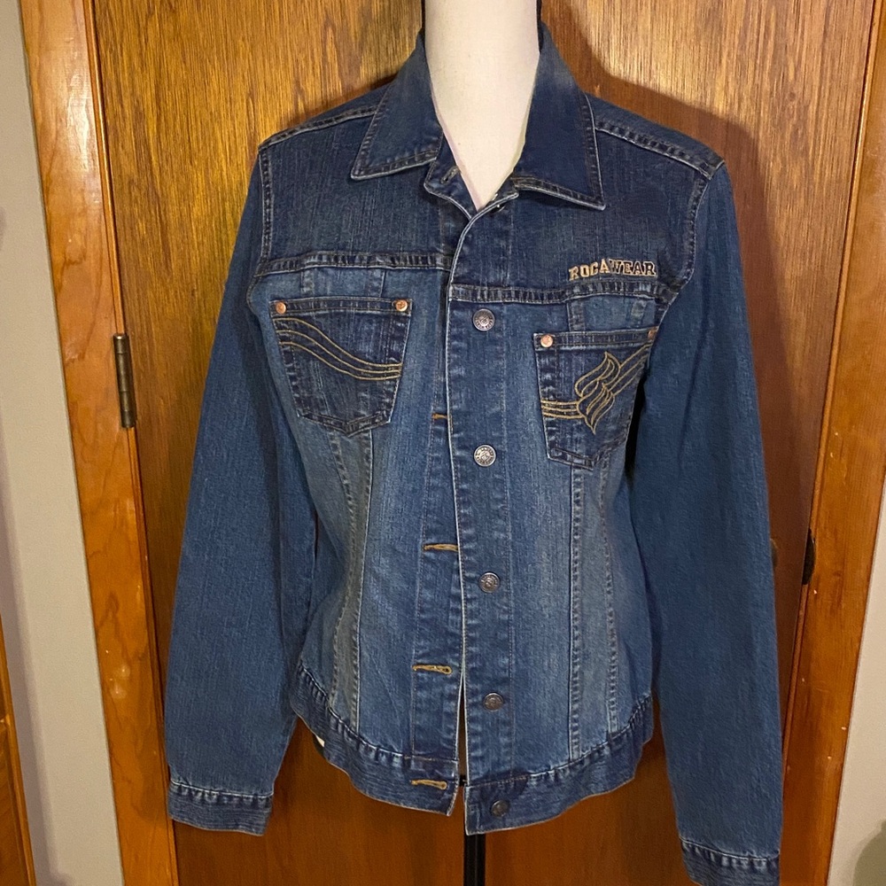 Rocawear Vintage Women's Dark Blue Jean Jacket Size XL